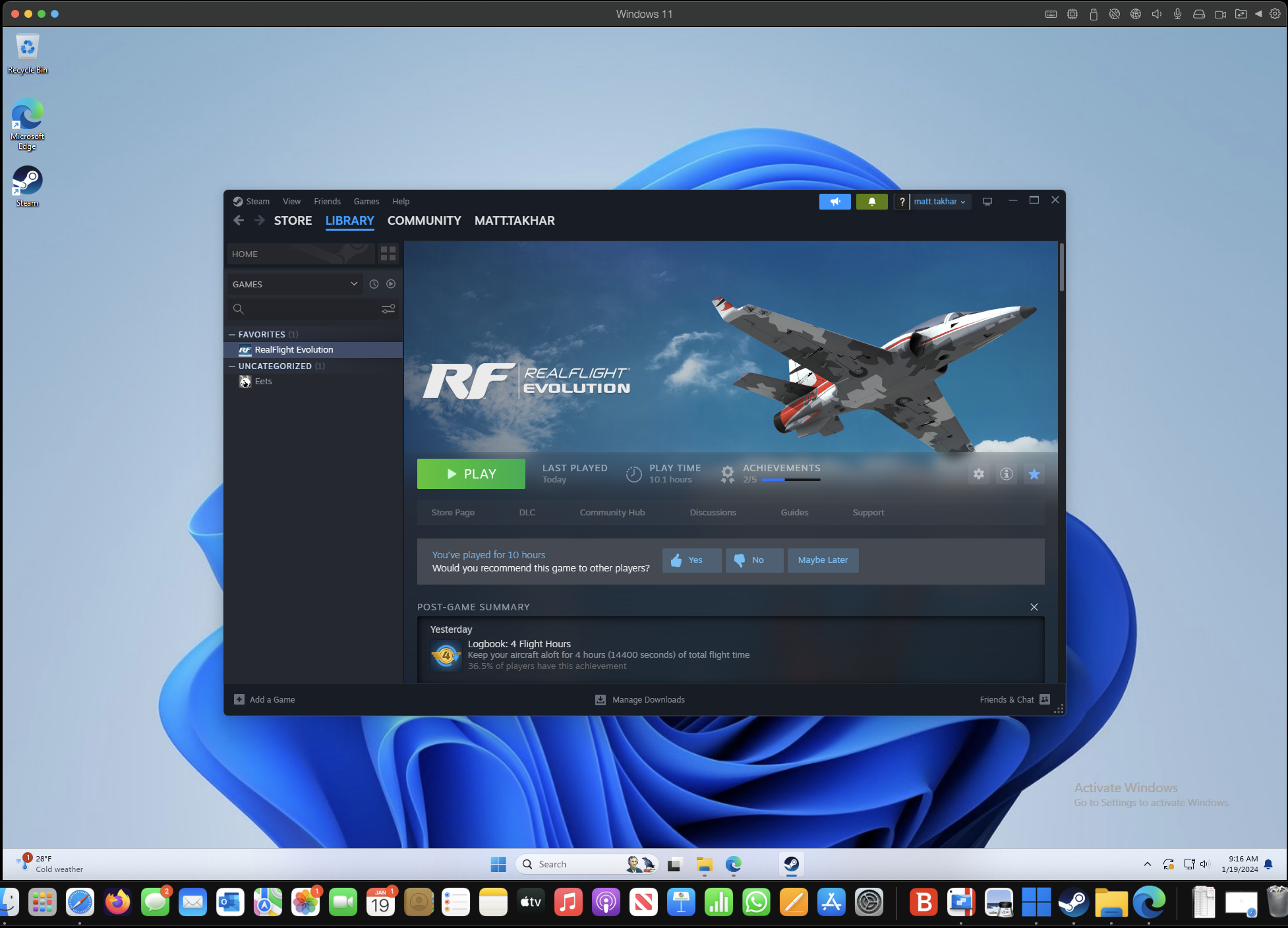 Running RealFlight RC Simulator on a Mac
